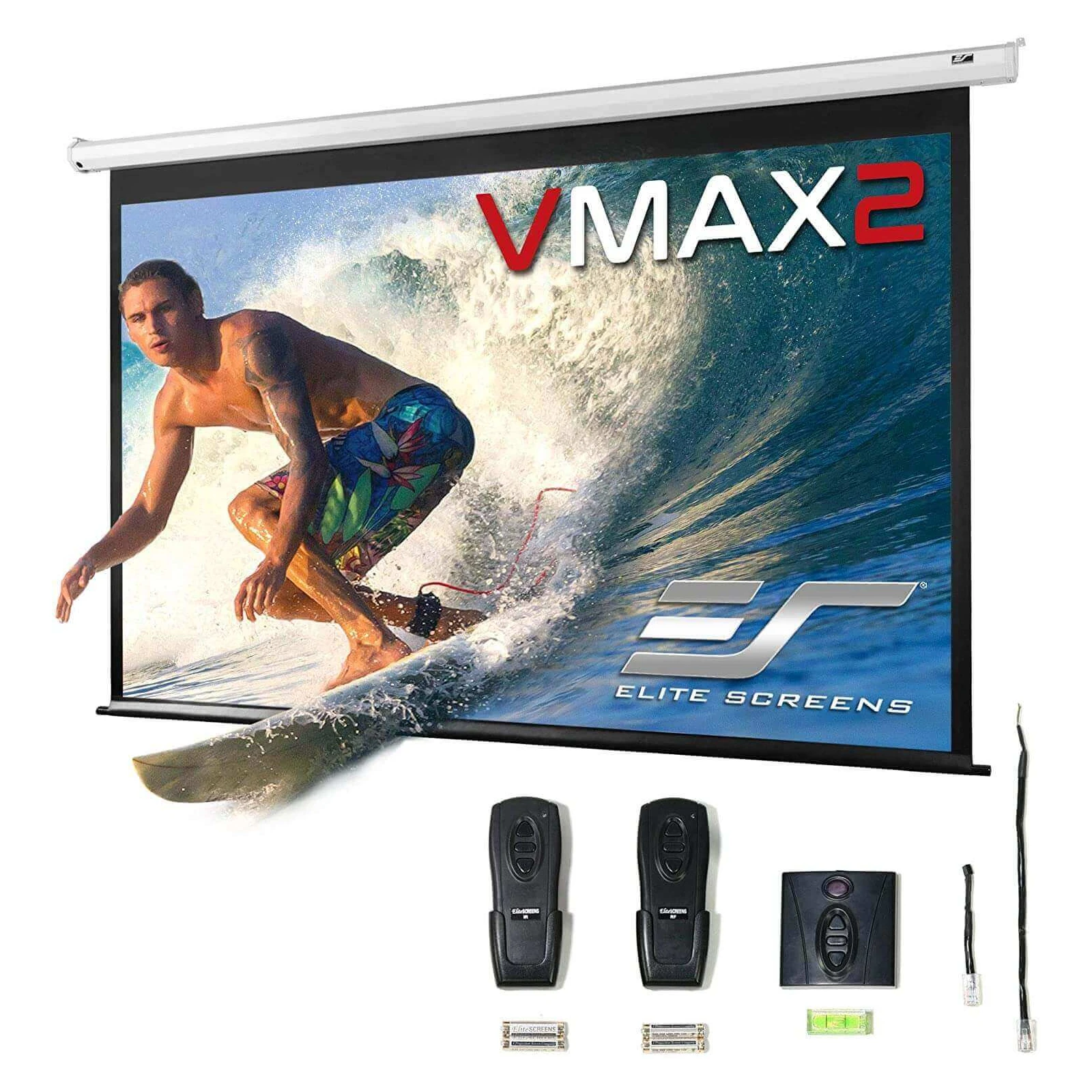 Ecran de proiectie electric, 299 x 168 cm,  EliteScreens VMAX135XWH2, 2 telecomenzi, format 16:9, trigger 12V