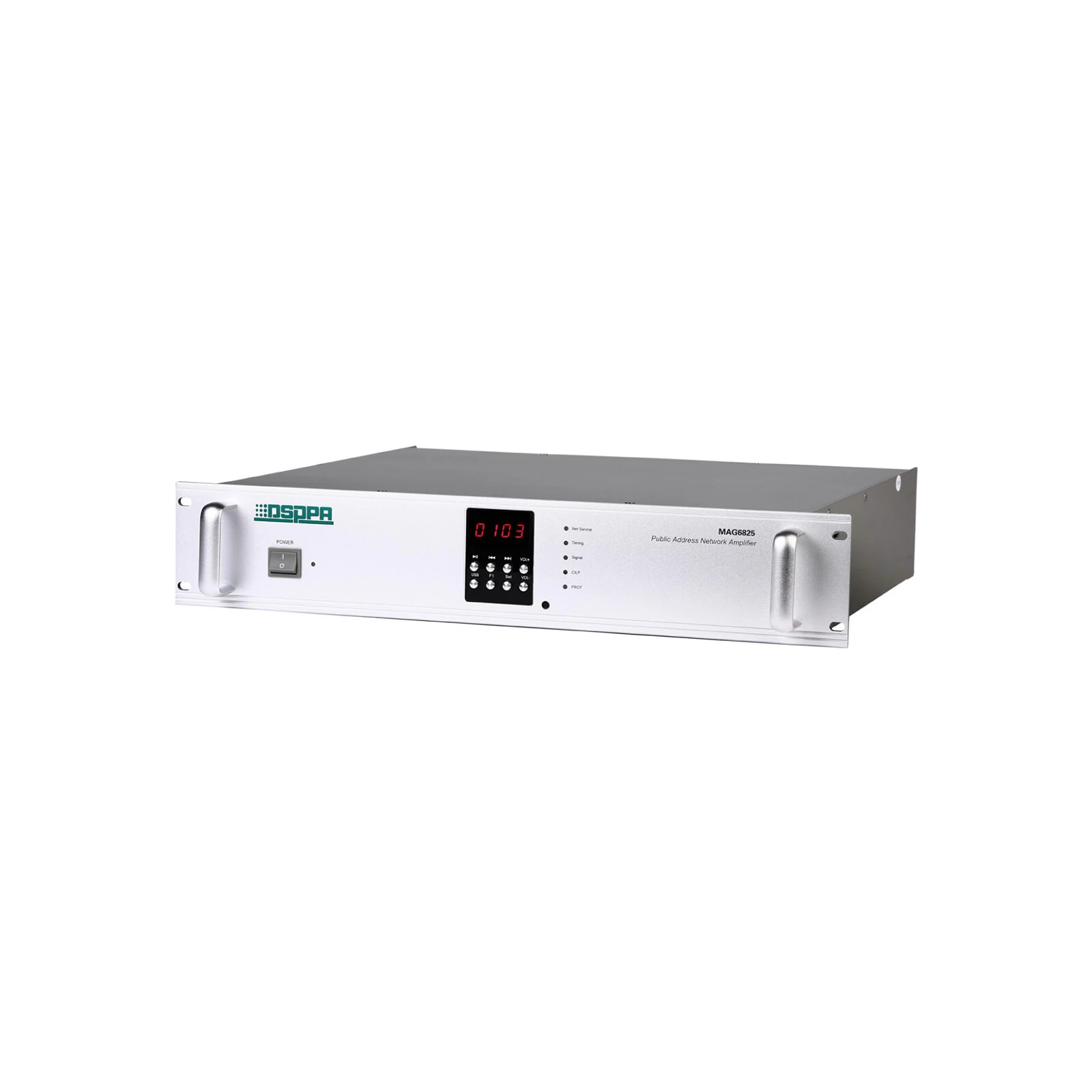 Amplificator de retea 250W pe 100V DSPPA MAG6825, USB / SD / AUX / MIC, Ecran digital