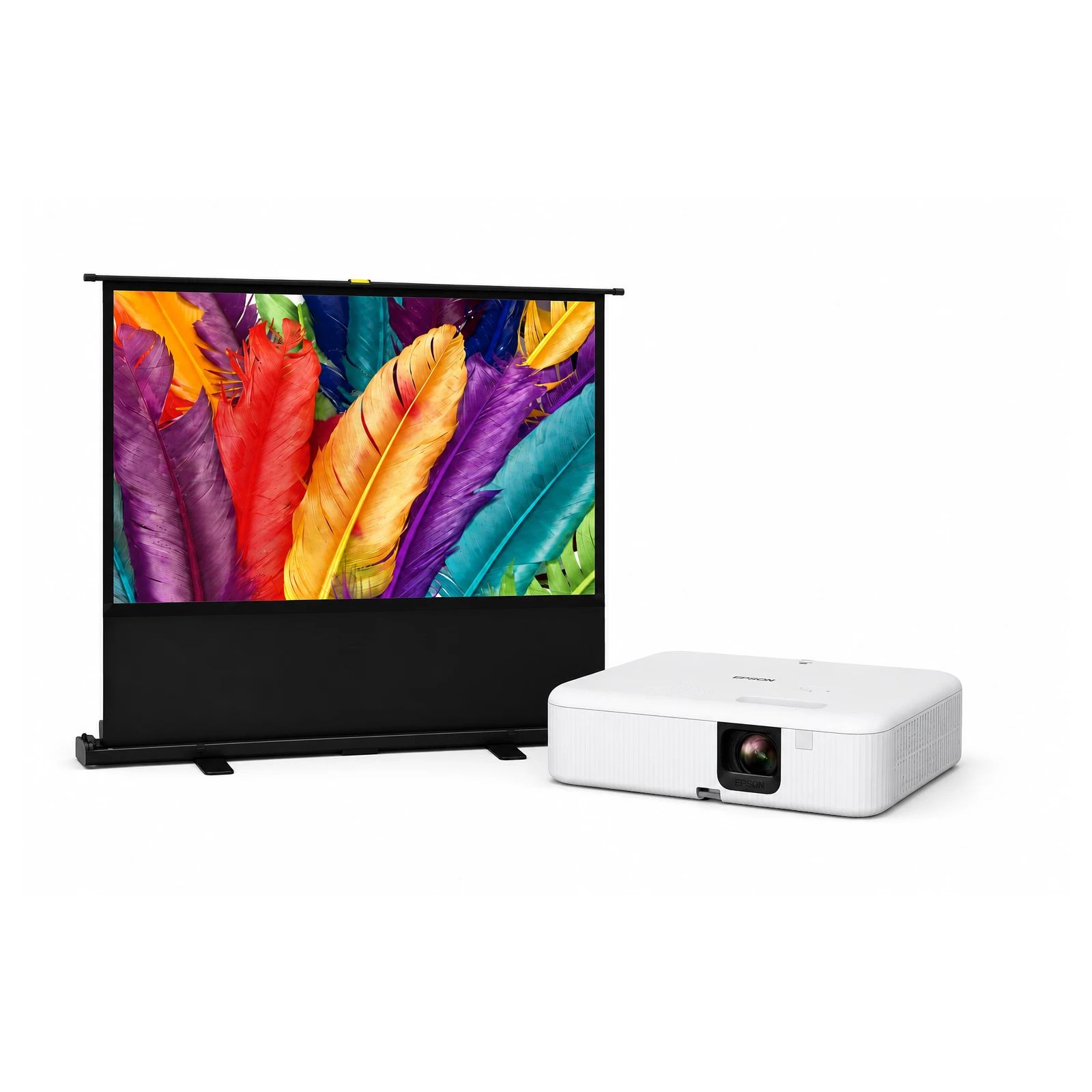 Pachet de proiecție Epson CO-FH02 + Ecran Portabil Pull-Up Blackmount 110"'(244x137) - TG26
