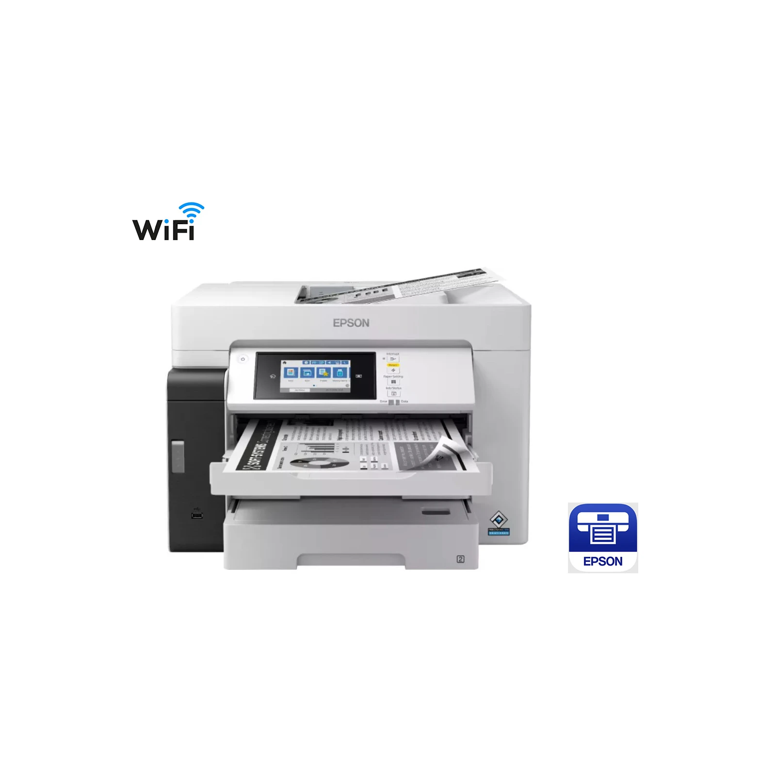 Multifunctionala monocrom jet de cerneala Epson EcoTank Pro M15180, A3+, 25ppm, ADF, USB, WiFi, Retea
