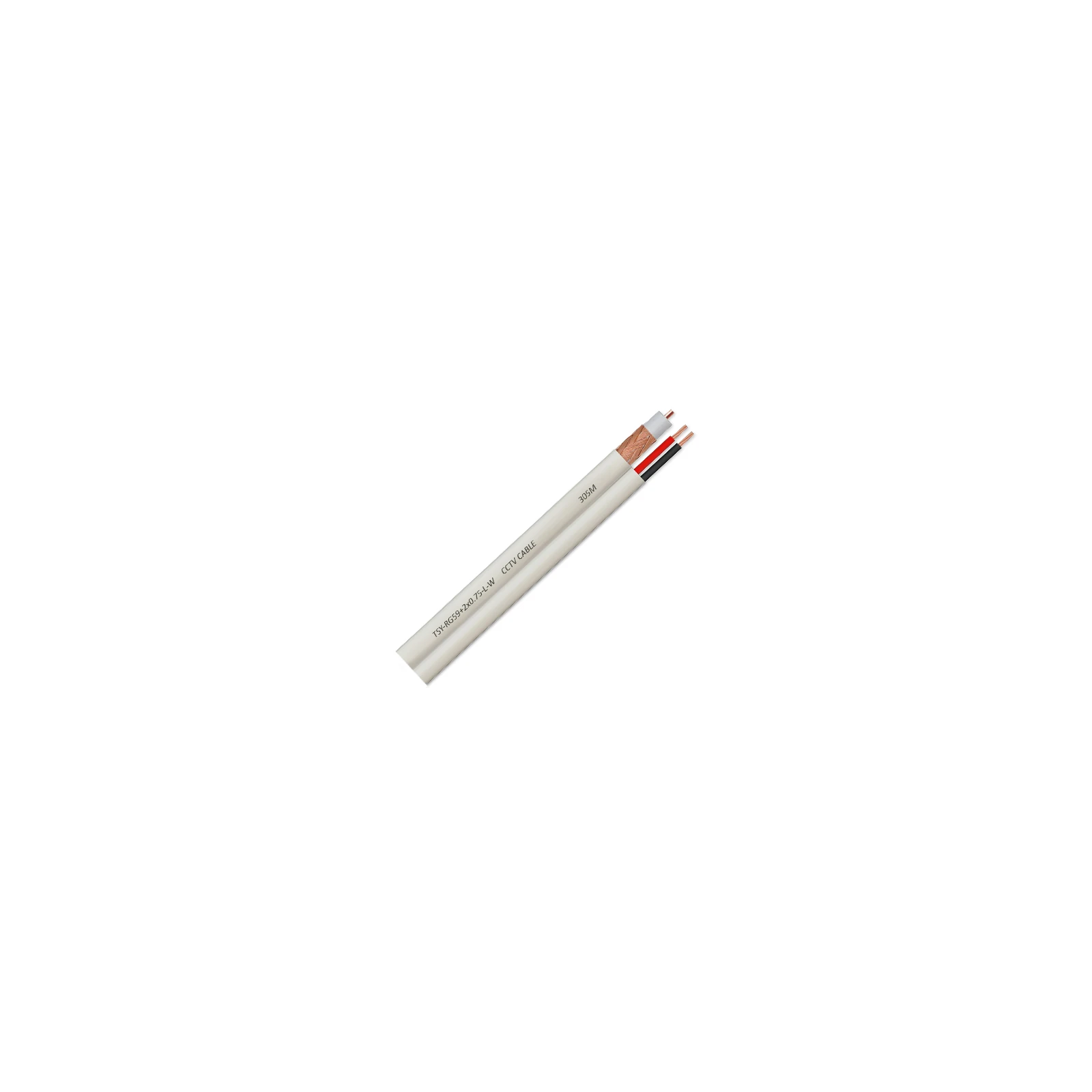 Cablu coaxial RG59 + alimentare 2x0.75, 100m, alb TSY-RG59+2X0.75-L-W