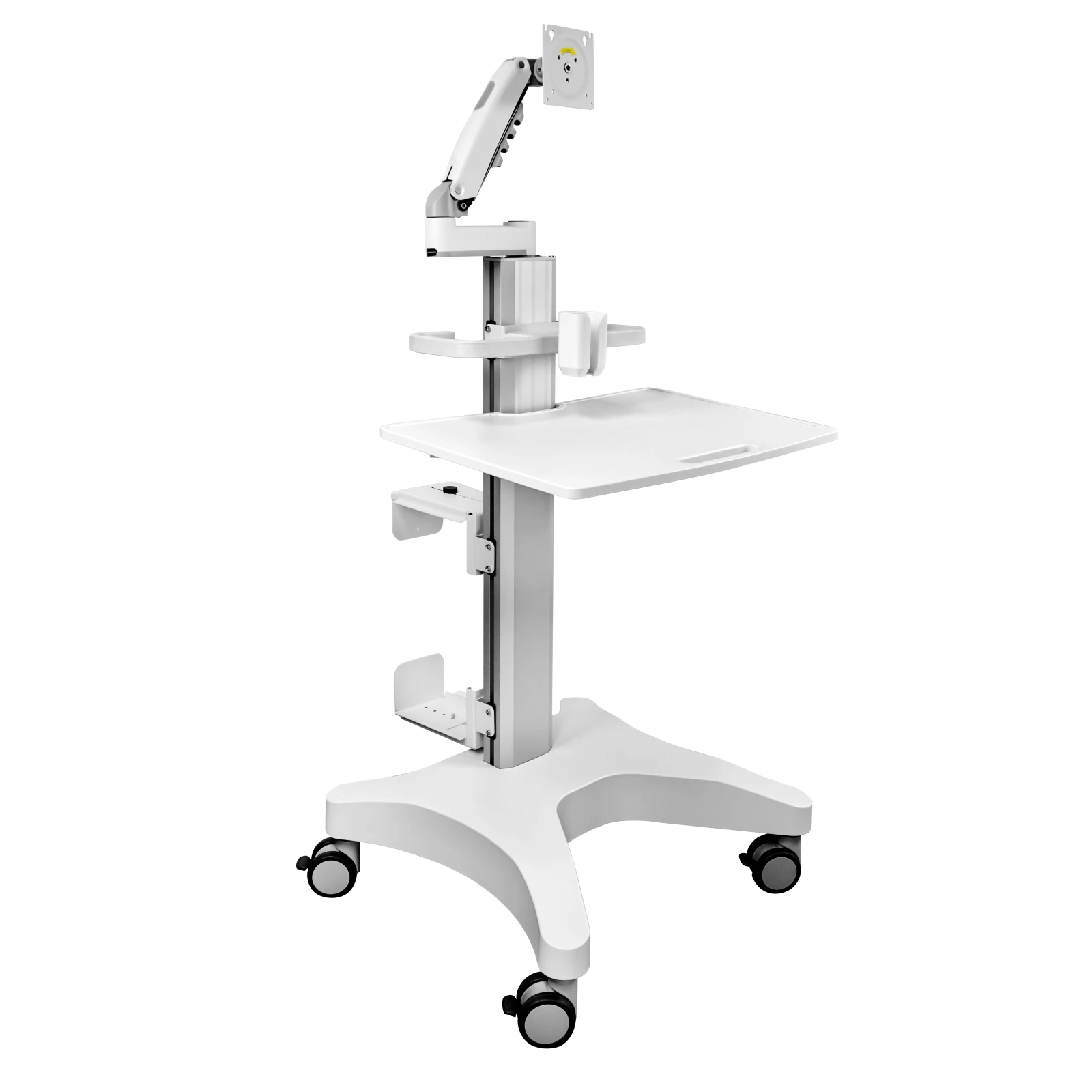 Statie de lucru mobil premium Blackmount MED05-1, 17-32″, max.8kg, reglabil pe inaltime, alb