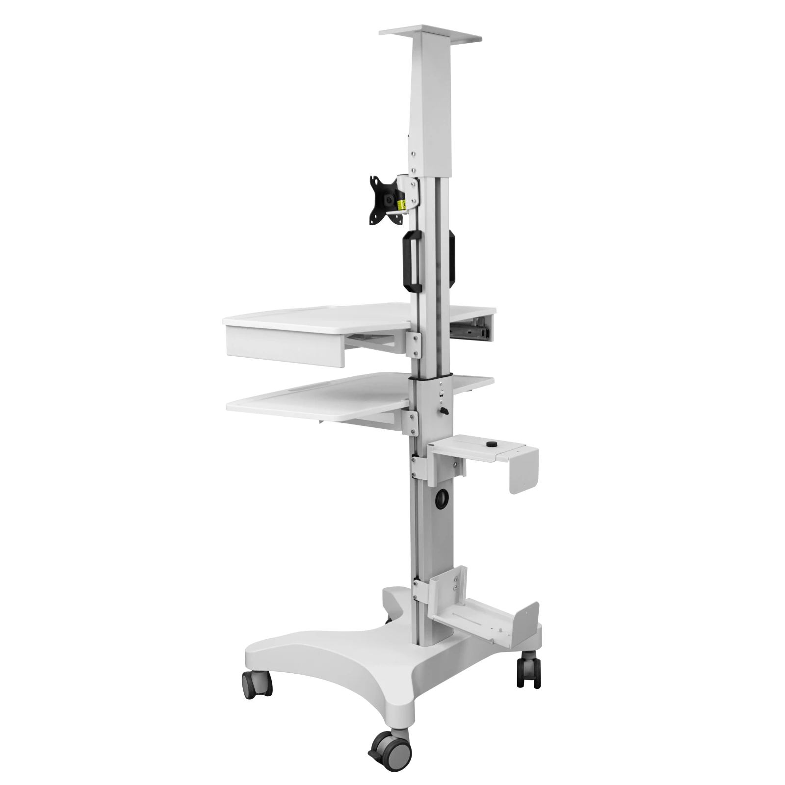 Coloana si baza pentru statie de lucru mobil premium Blackmount MED04-1, 17-32″, max.10kg, reglabil pe inaltime, alb