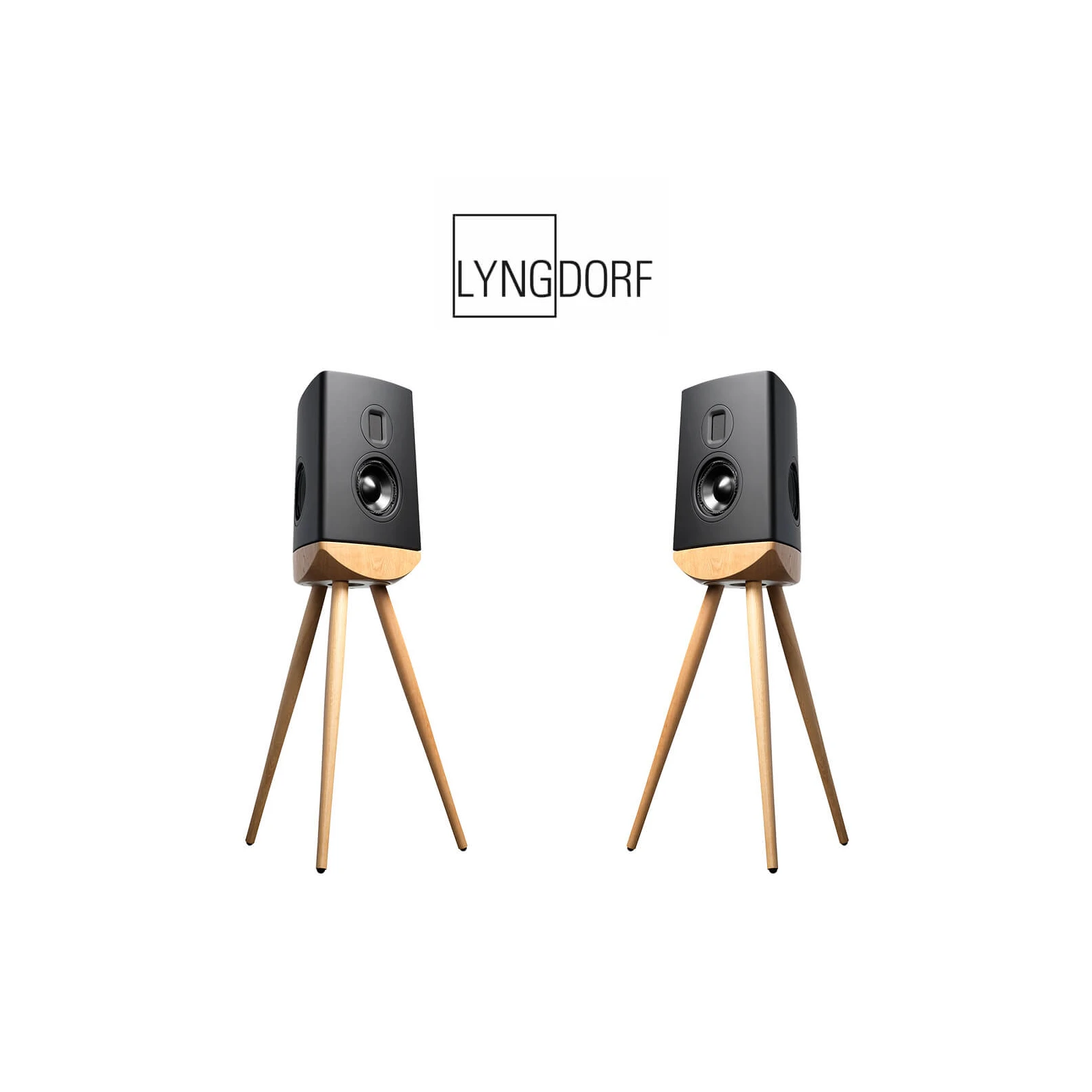 Boxe High-End Lyngdorf CUE-100 Black, Steinway AMT Tweeter, PURIFI Technology, Oak base (pereche)