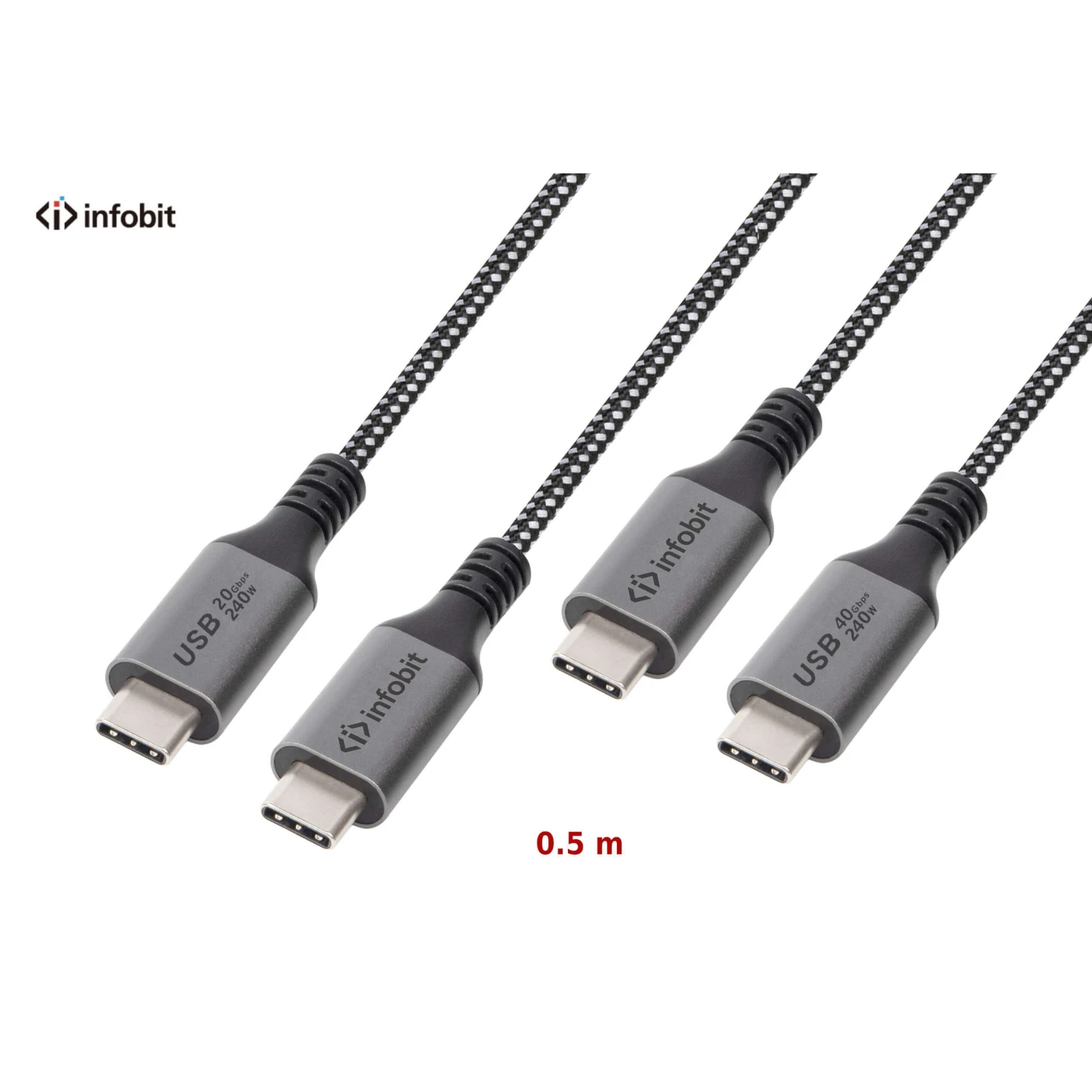Cablu USB4 type C to C, Infobit iCable-U4-CC4005, 40Gbps, E-Marker, 0.5m