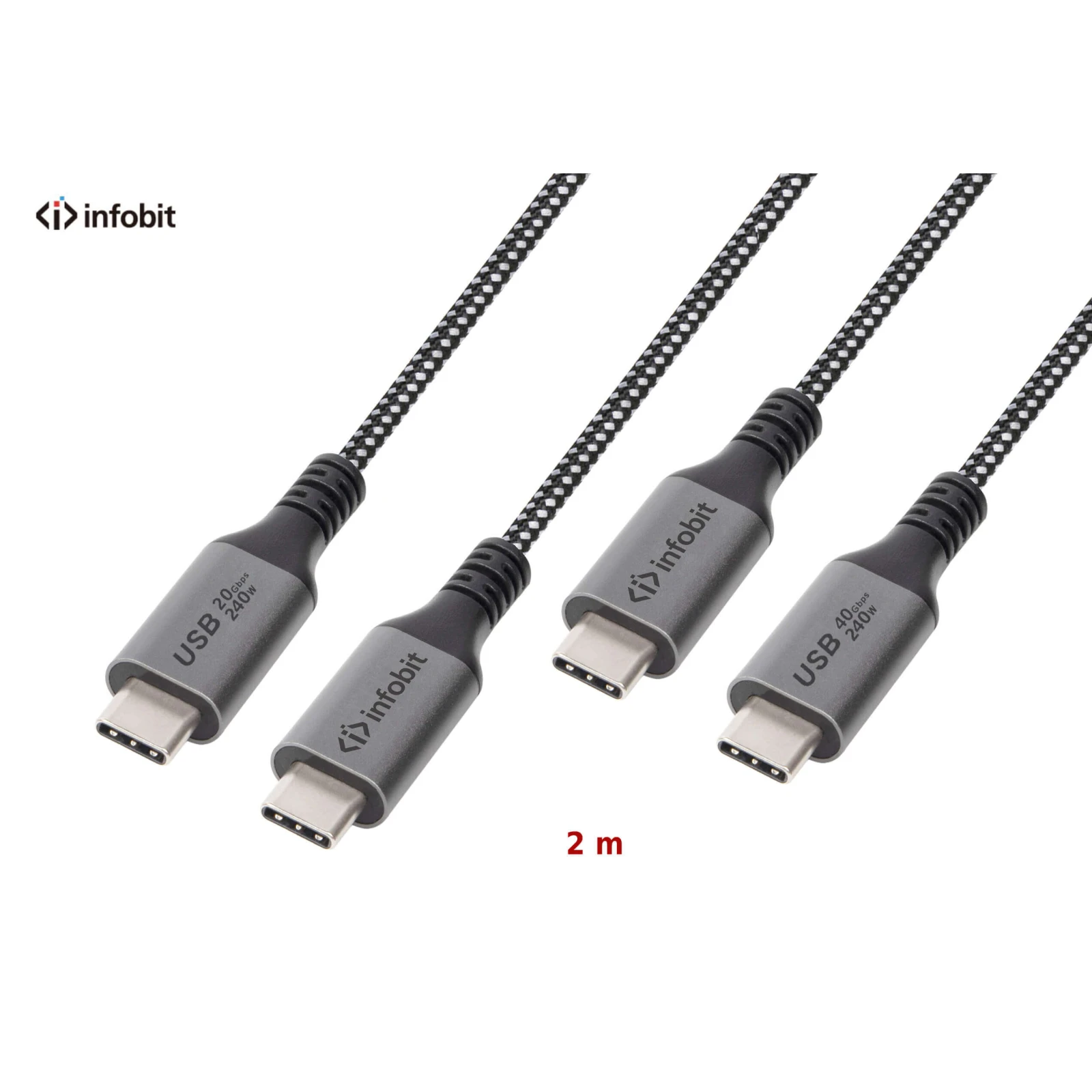 Cablu USB4 type C to C, Infobit iCable-U4-CC2020, 20Gbps, E-Marker, 2m