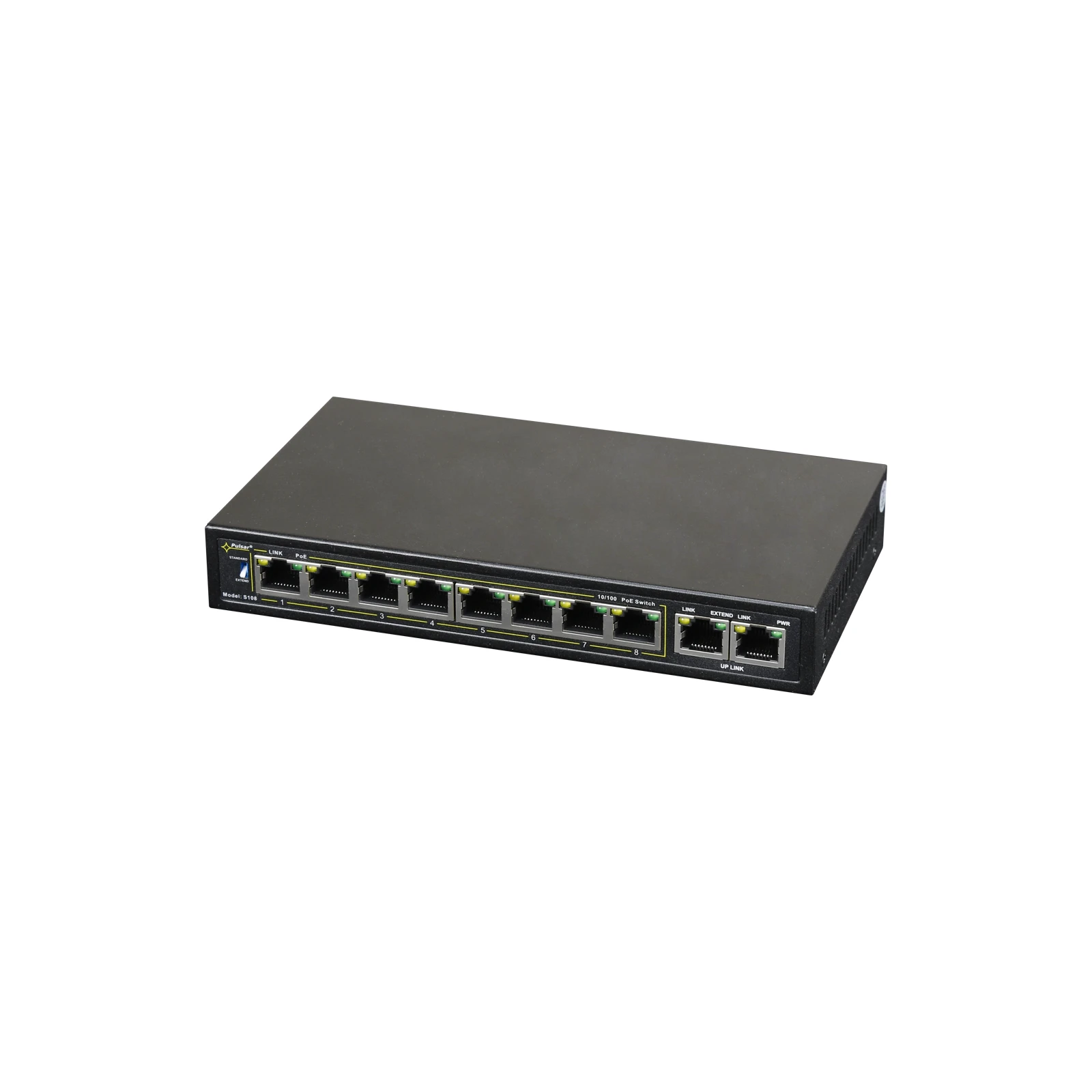 Switch PoE Pulsar 10 porturi, 8 porturi Poe + 2 porturi uplink S108-90W