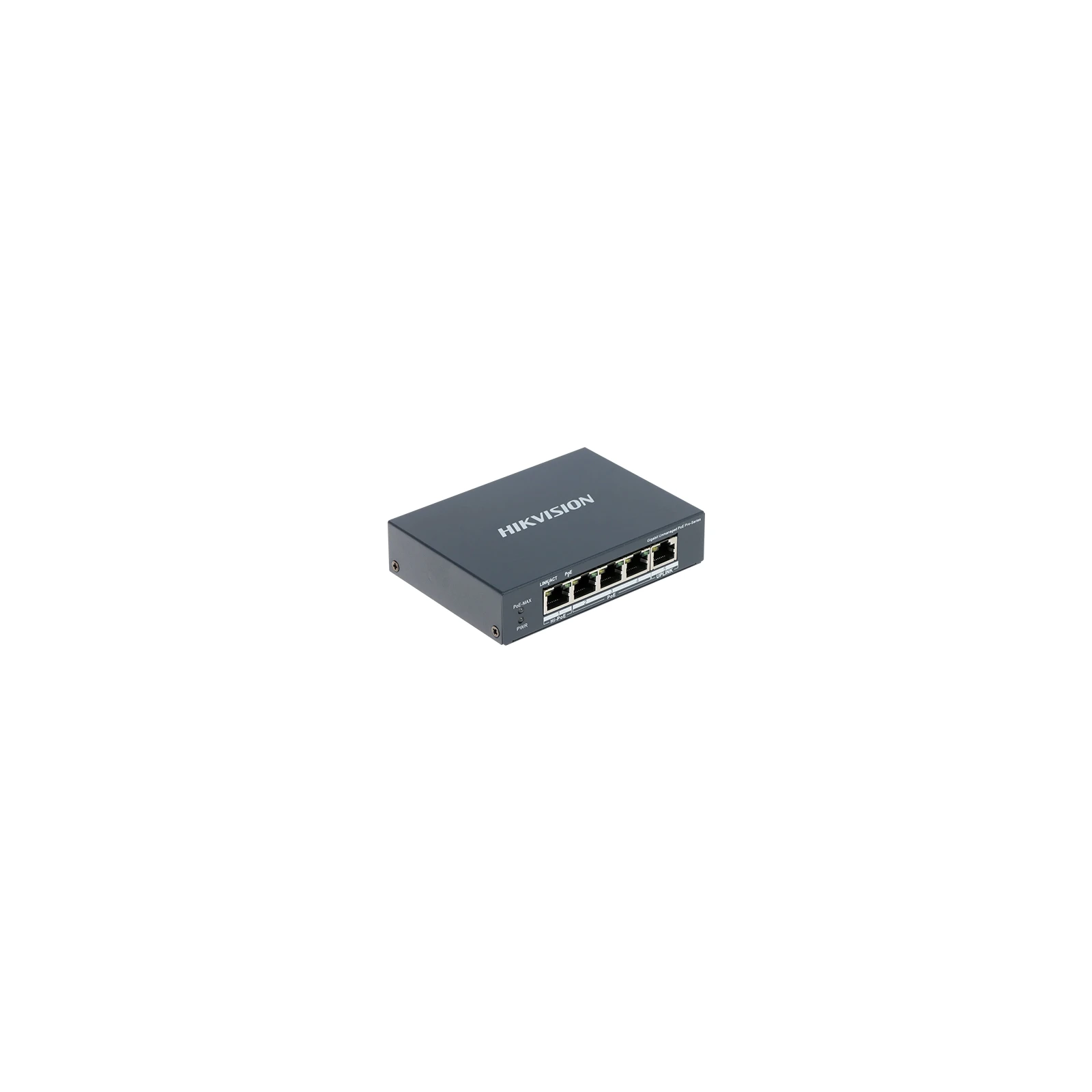 Switch 4 porturi PoE Gigabit, 1 port Hi-PoE, 1 port uplink 1G - HIKVISION DS-3E0505HP-E