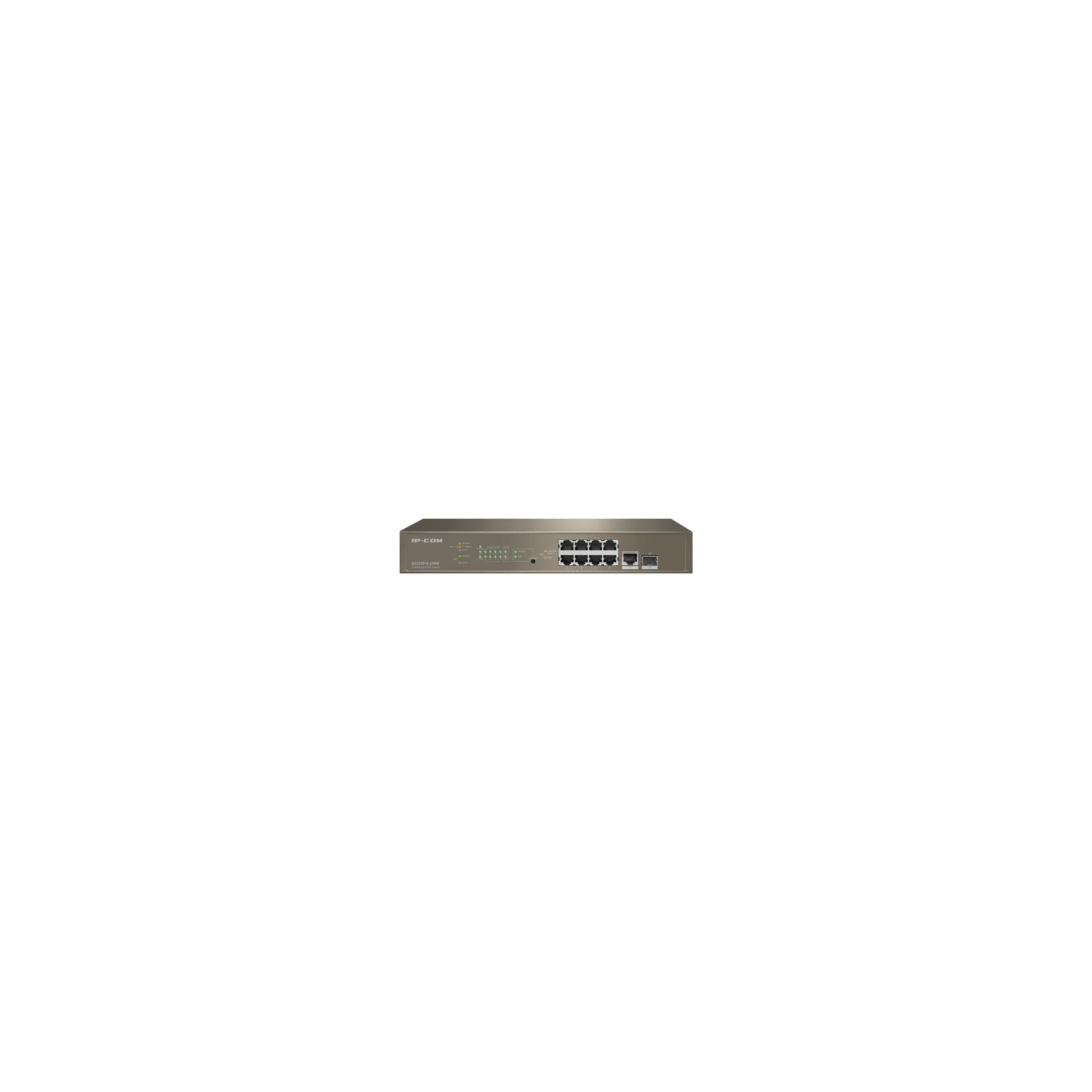 Switch 8 porturi PoE Gigabit, 1 port RJ45 Gigabit, 1 port SFP Gigabit, 1U, L3 Management - IP-COM G5310P-8-150W