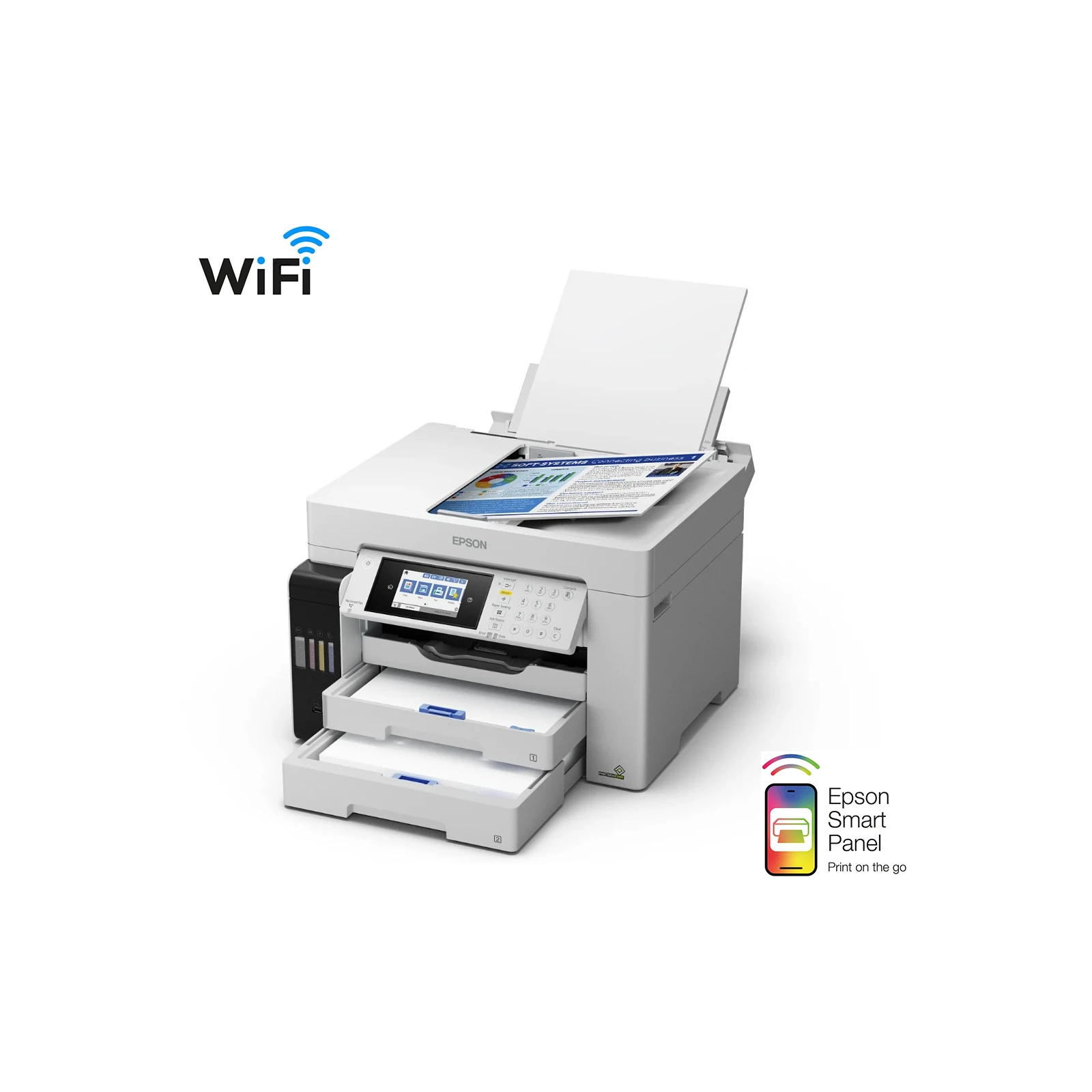 Multifunctionala jet de cerneala rapid Epson EcoTank Pro L15180, A3+, 25ppm, WiFi, Retea, Fax