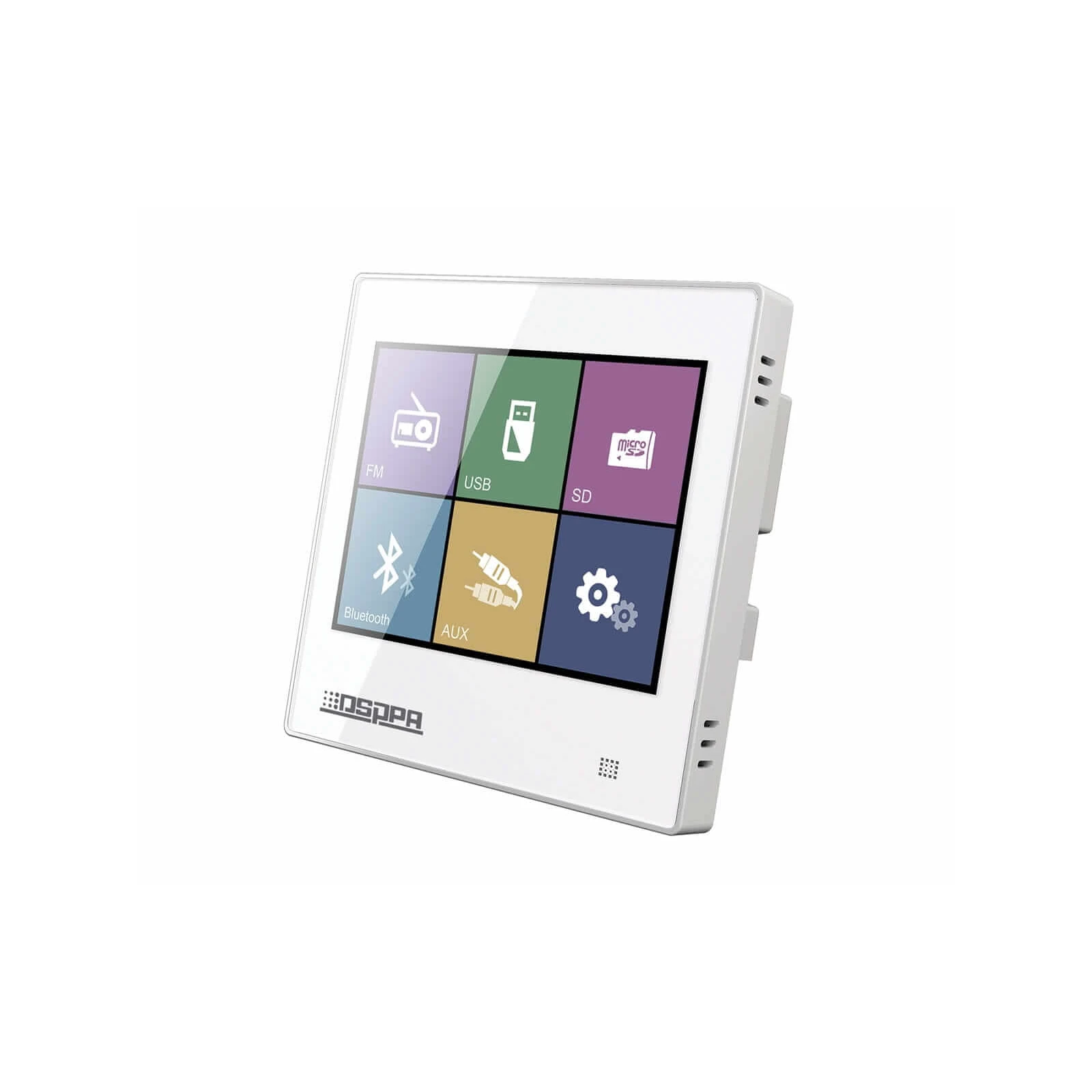 Amplificator stereo 20W de perete cu USB/SD/FM/BT cu ecran Touch, DSPPA DM837 Alb