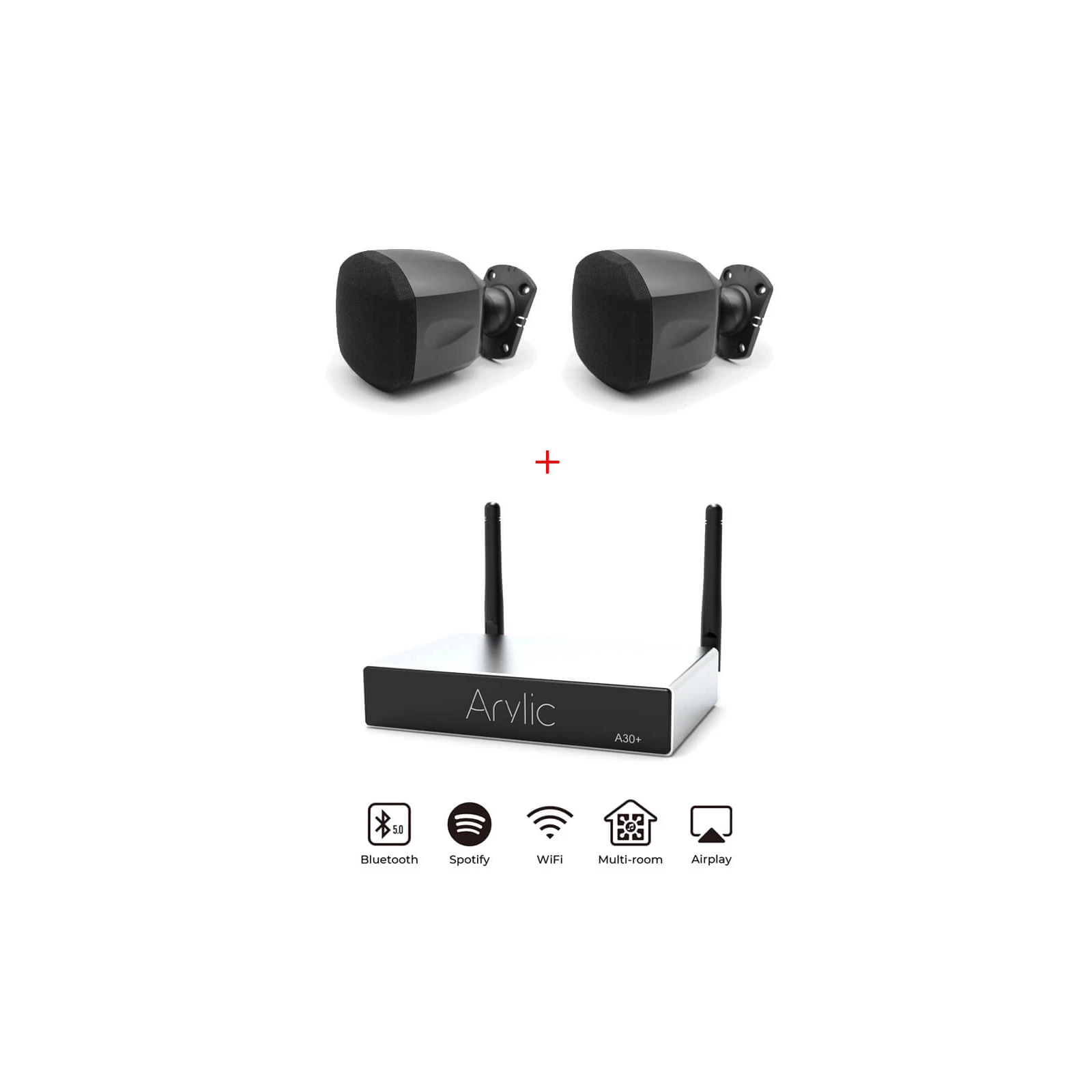 Sistem de sonorizare stereo multiroom cu amplificator Arylic A30+ si boxe DSPPA DSP118