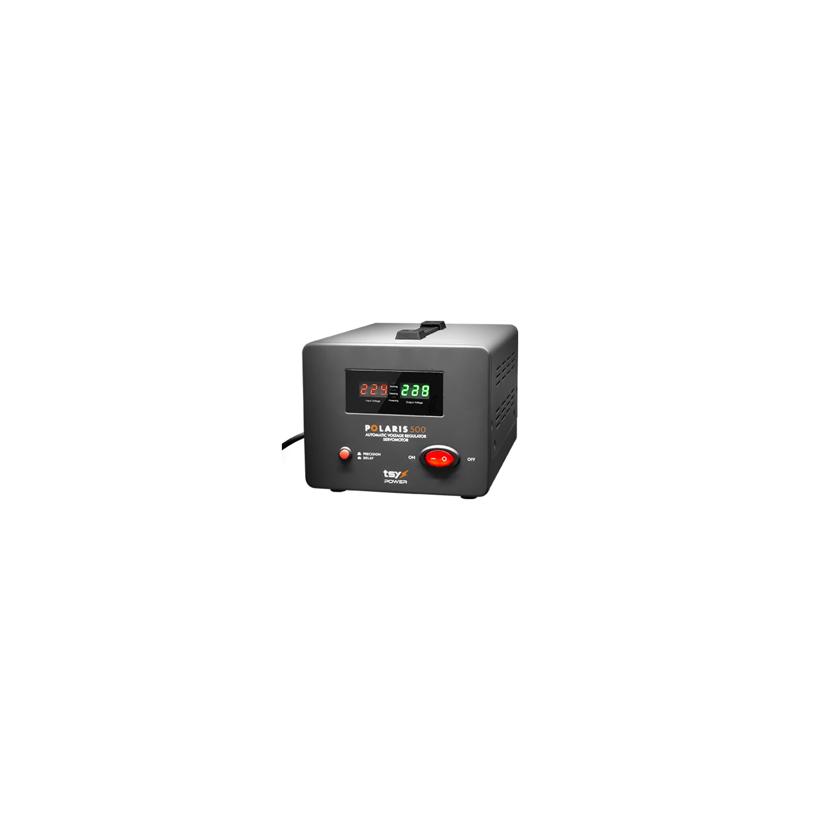 Regulator de tensiune cu servomotor, 500VA, tensiune la intrare 150-260V, delay 6-180s AVR-POLARIS-500VA