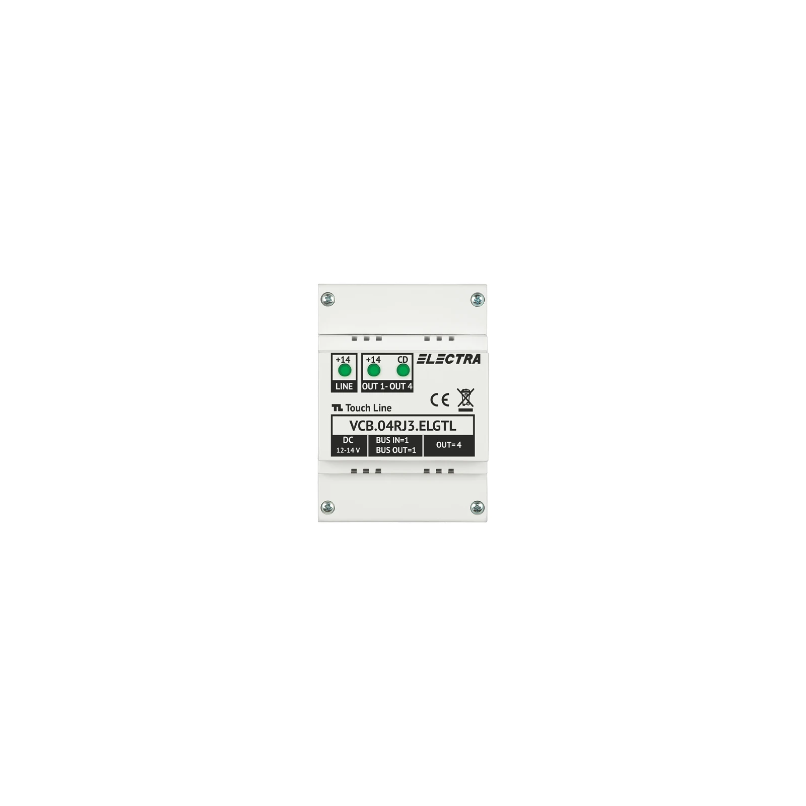 Doza derivatie video 4 iesiri, conectori RJ45, G3 - ELECTRA VCB.04RJ3.ELGTL