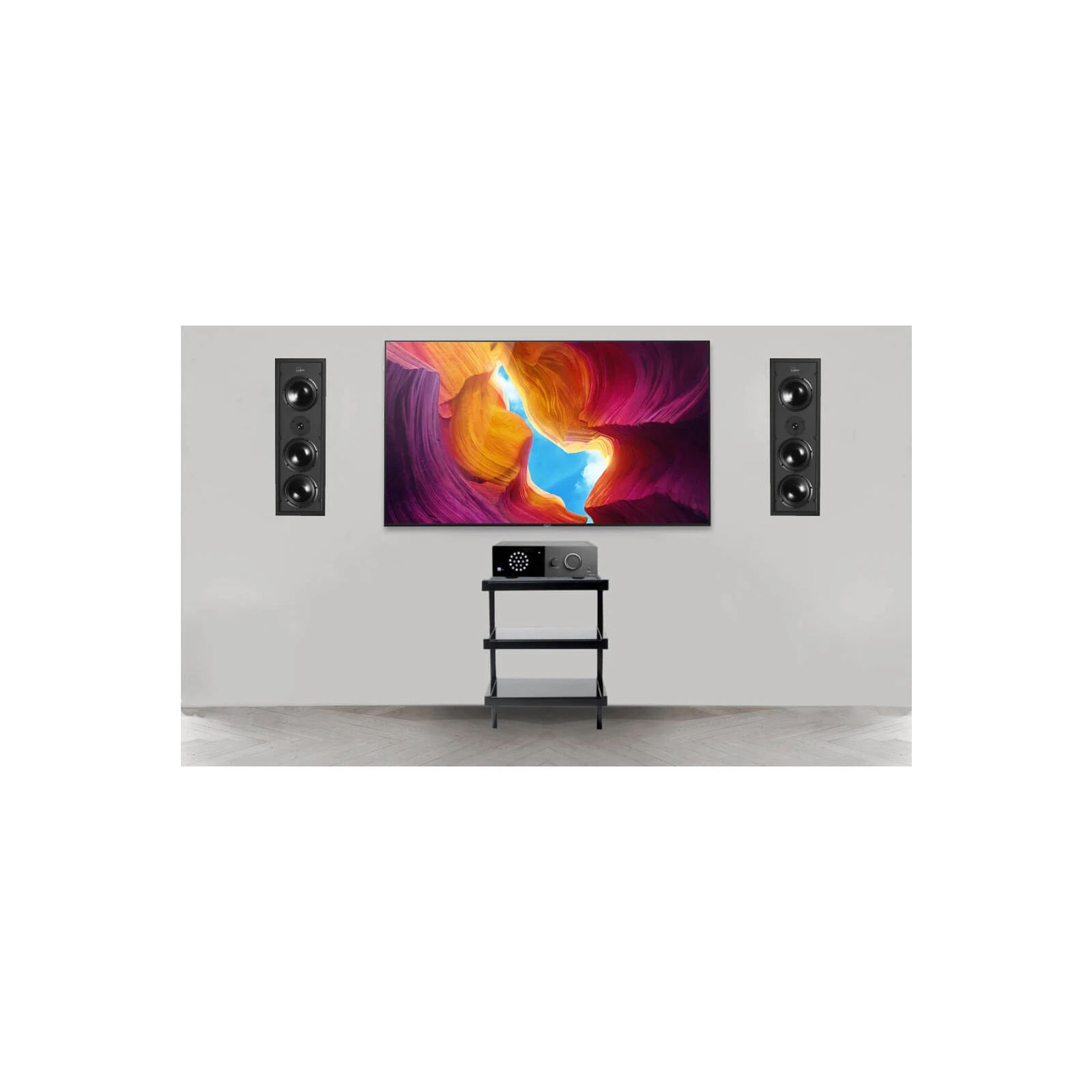 Sistem Stereo Lyngdorf cu amplif. TDAI-1120 + boxe ingropate in perete full-range D-500