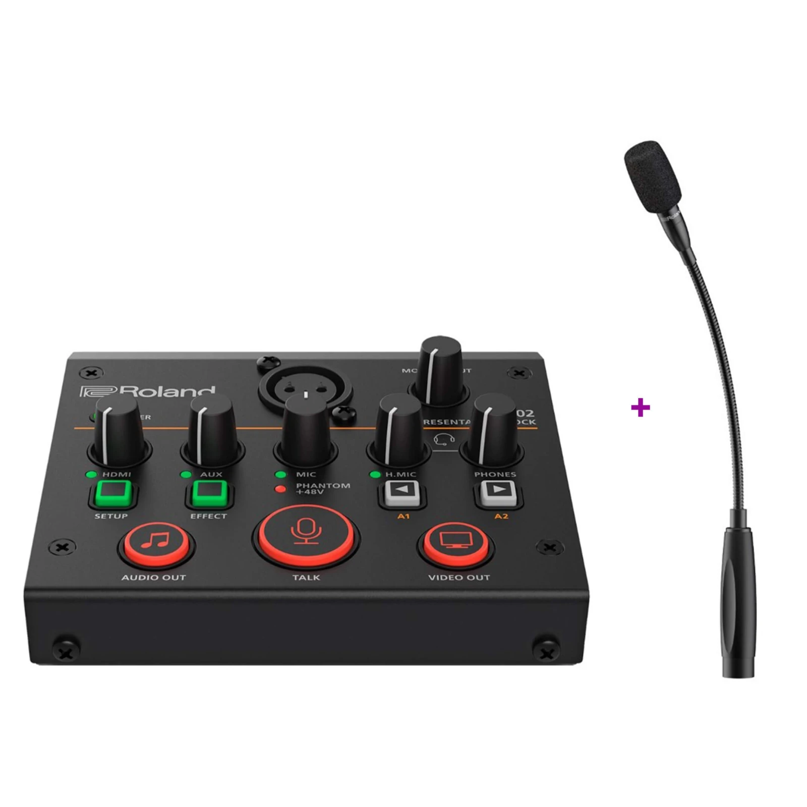 Pachet pentru videoconferinta cu dispozitiv de captura video prin USB 3.0 Roland UVC-02 si microfon Roland CGM-30