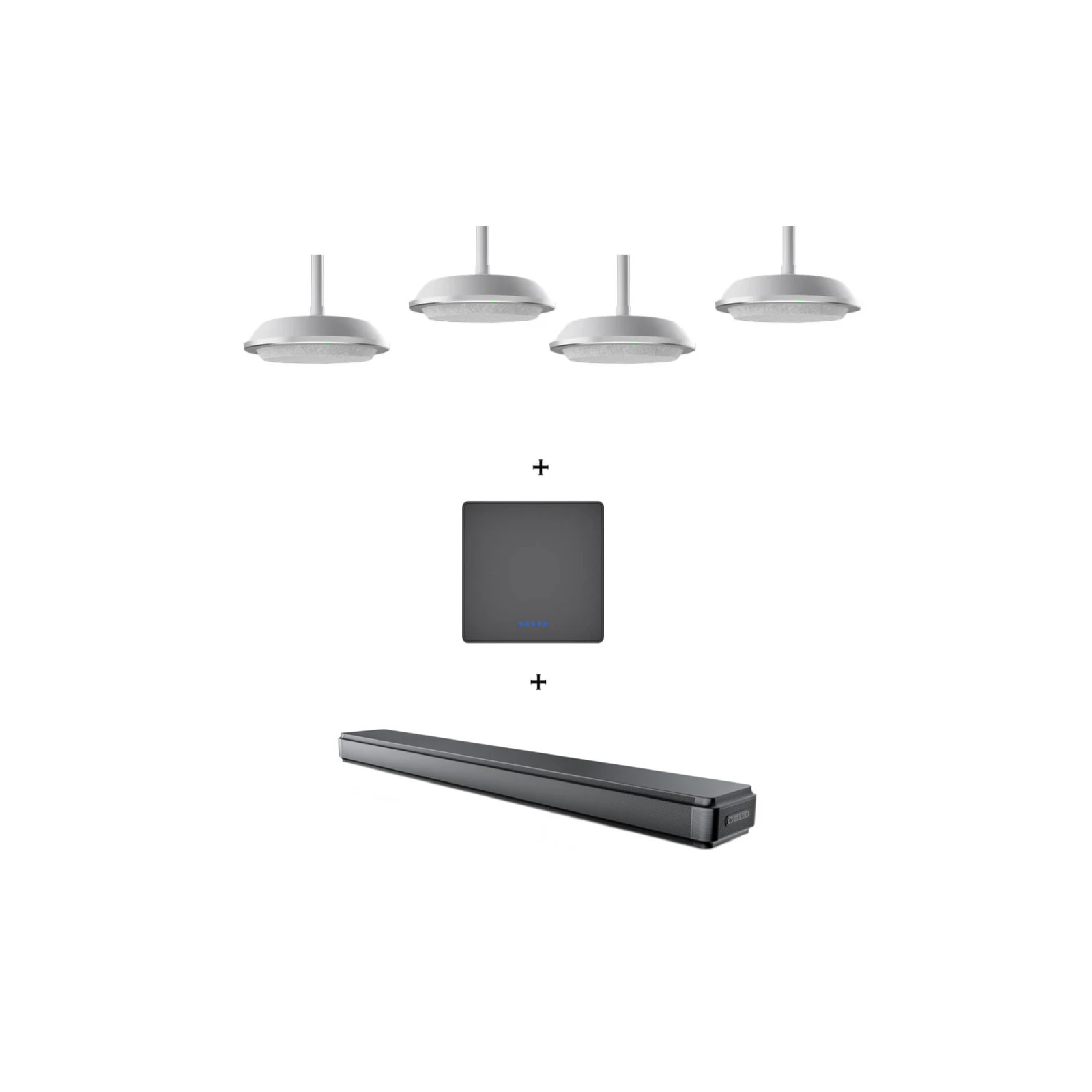 Pachet audio cu 4 speakerphone-uri pentru videoconferinte cu prindere in tavan
