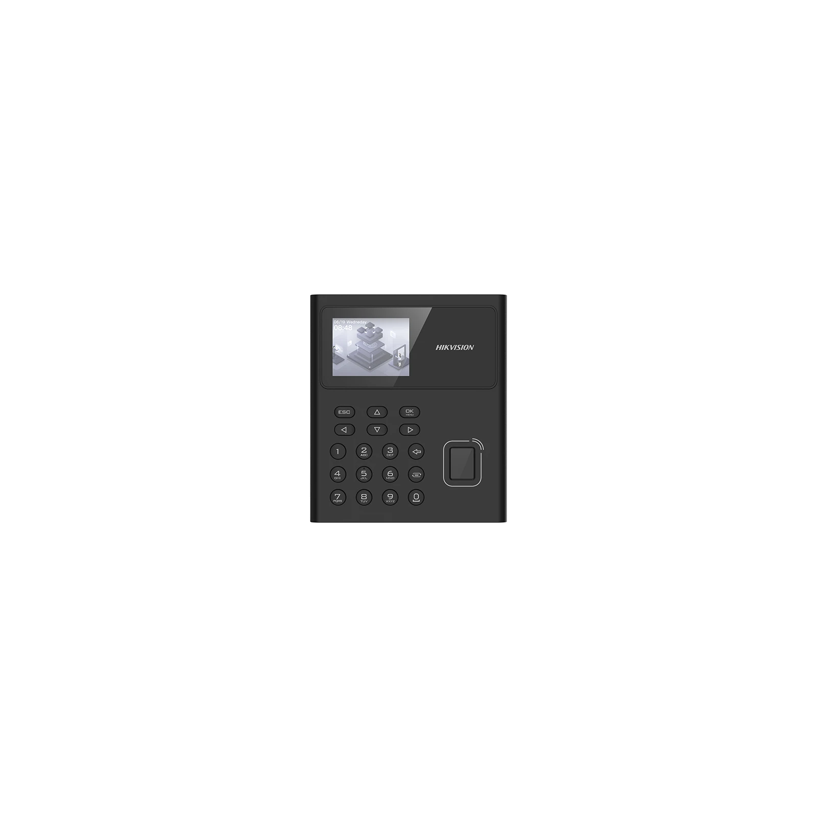Terminal standalone IP de pontaj, LCD 2.4inch, cititor Amprenta, Card Mifare, Wi-Fi - HIKVISION DS-K1T8005MFWX-B-S