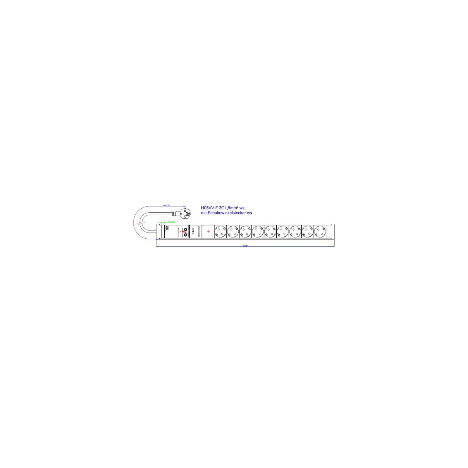 PDU 19", 9 X SCHUKO, CABLU 2M, STECHER SCHUKO