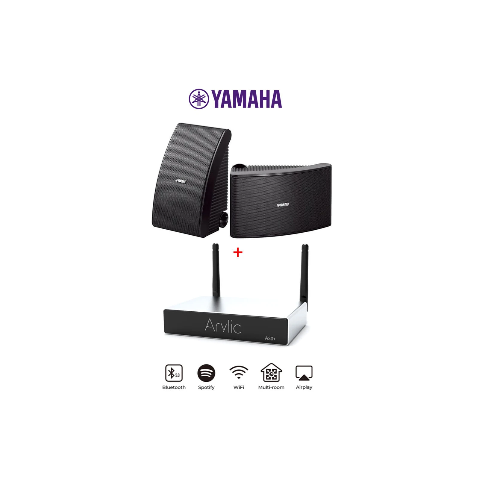 Pachet sonorizare stereo multiroom prin streaming cu Arylic A30+ si 2 boxe de perete YAMAHA AW592