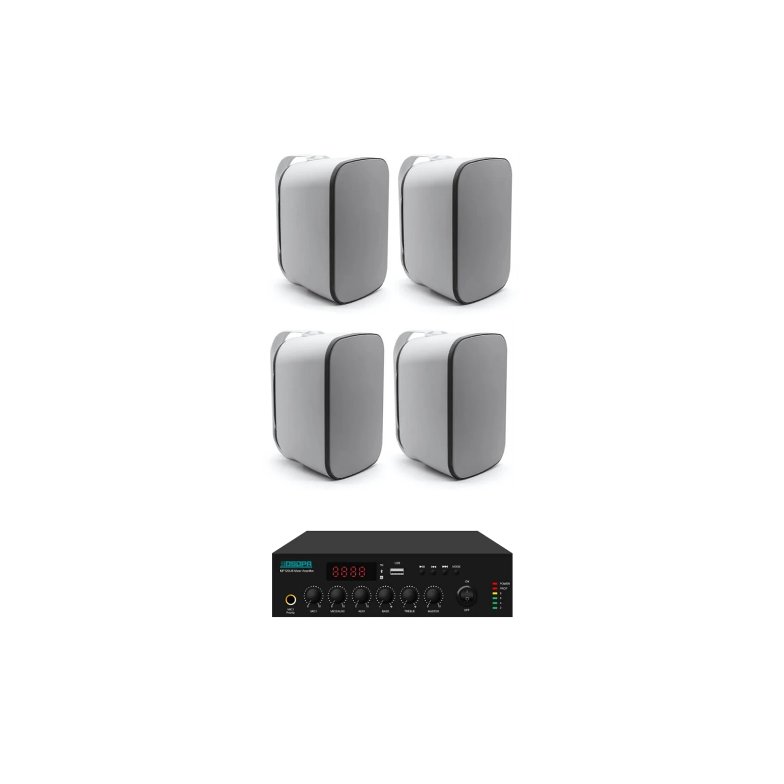 Pachet Sonorizare Terasa 160W pe 100V cu amplif. DSPPA MP250UB si 4x boxe DSP5040 - TG26