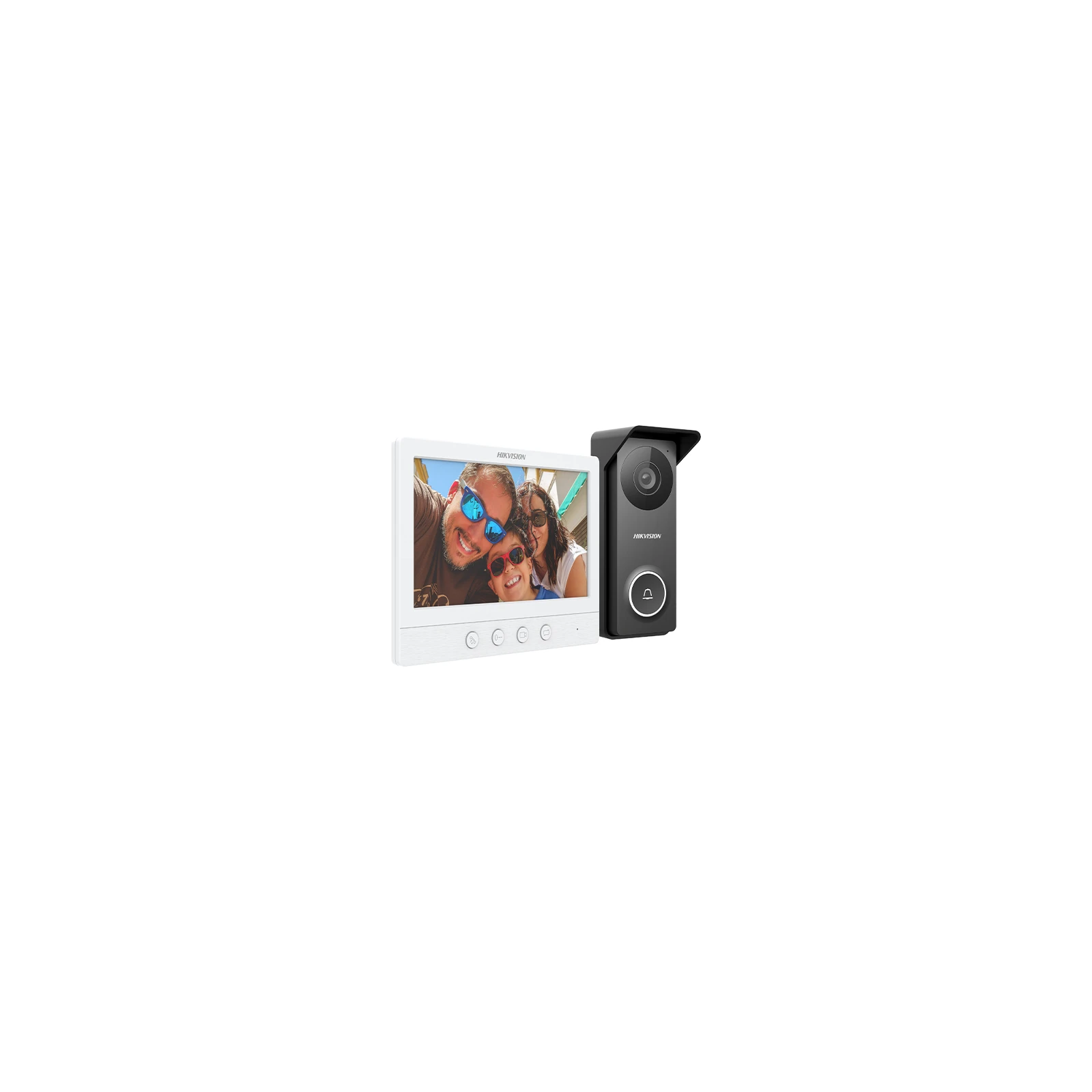 Kit videointerfon analogic, ecran 7', conectare 4 fire pentru 1 familie, IR, IK08 - HIKVISION DS-KIS213