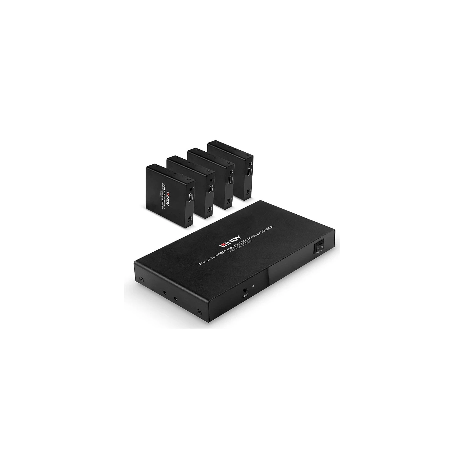 Extender Splitter Cat.6, 4 porturi HDMI 4K60 și IR, 70 m, Lindy 38262