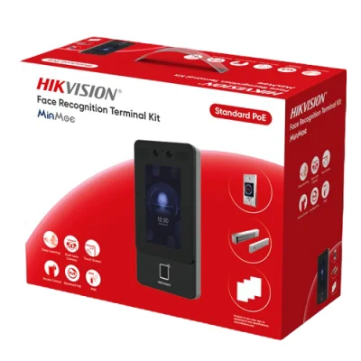 Kit terminal control acces TCP/IP cu Recunoastere faciala, Amprenta, Card Mifare, 2MP, WiFi, PoE - HIKVISION DS-KAS342