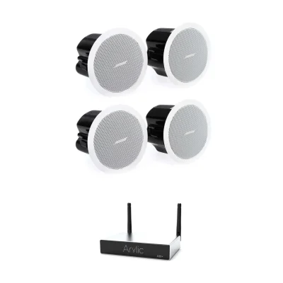 Pachet sonorizare stereo cu Arylic A50+ si 2perechi  BOSE FS2C alb, WiFi Streaming, Airplay, Internet Radio, Bluetooth