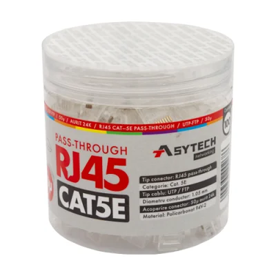 Mufa RJ-45 UTP Cat.5e EZ Passthrough, 50µ (100 buc) RJ45-CAT5E-EZ-50U-JAR