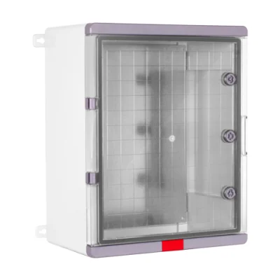 Cutie distributie IP67 din ABS gri, usa transparenta, placa metalica, 400x500x240 mm PS405024