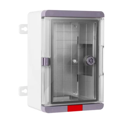 Cutie distributie IP67 din ABS gri, usa transparenta, placa metalica, 300x400x170mm PS304017