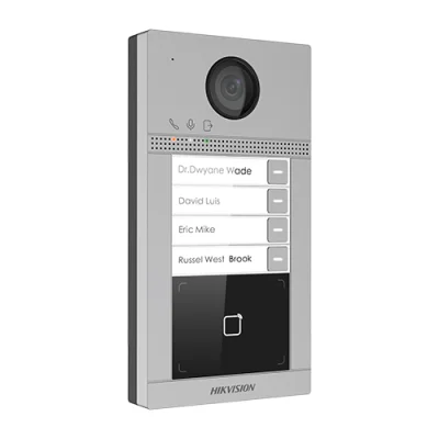 Panou exterior videointerfon TCP/IP pentru 4 familii, Wi-Fi 2.4GHz, control acces integrat - HIKVISION DS-KV8413-WME1