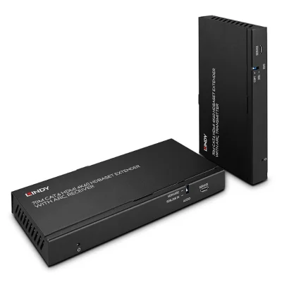 Extender HDBaseT Cat.6 HDMI 4K60, audio, IR și RS-232, 70 m, cu ARC, Lindy 38349