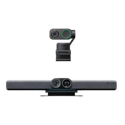Pachet videoconferință Insta360 Connect + 1x Link 2 negru – 4K AI, pentru săli medii și mari de conferință