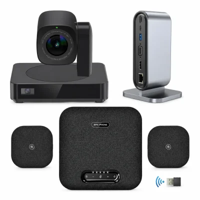 Pachet videoconferință 4K BYOM cu cameră PTZ, stație de andocare și speakerphone wireless POD7 – Medium Room