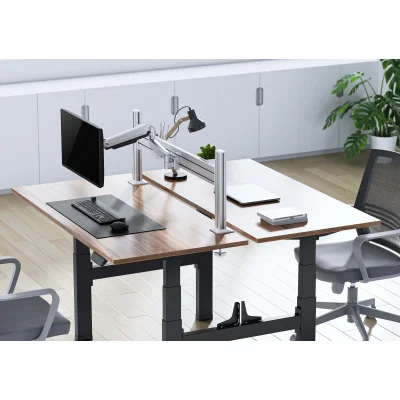 Suport monitor ergonomic birou tip slatwall cu tavita si 1 x suporti monitor, min 17'' - 32'' , max  9 kg/brat