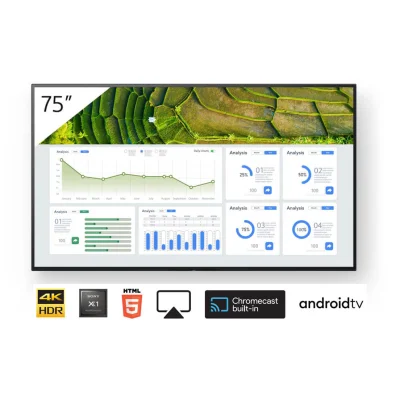 Display profesional 75" Sony Bravia, FW-75BZ30L, 440cd, 24/7, Landscape/Portrait, Apple AirPlay/Chromecast încorporat