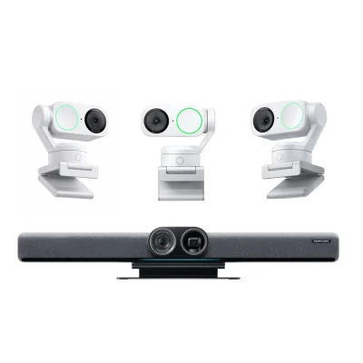 Pachet videoconferință Insta360 Connect + 3x Link 2 alb – 4K AI, pentru săli medii și mari de conferință
