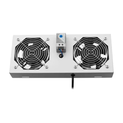 Modul 2 ventilatoare pentru rack SBW/EXIP55 19', cu termostat, RAL 7035 - ASYTECH Networking ASY-FAN-EXIP55-THM-2F