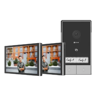 Kit video-interfon 2 familii, 2 x monitor tactil 7', camera 2K, audio, IR 6m, Wi-Fi6 - EZVIZ CS-HP7(3MP,2-Family Kit)