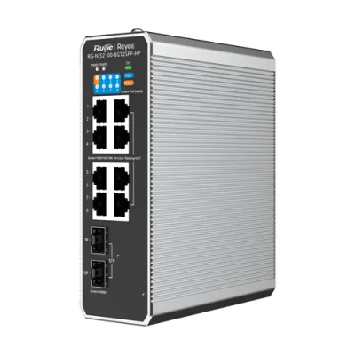 Switch industrial 7 x RJ45 1G PoE+, 1 x RJ45 1G Hi-PoE, 2 x SFP 1G, Cloud Management - Ruijie Reyee RG-NIS2100-8GT2SFP-HP