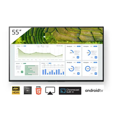 Display profesional 55" Sony Bravia, FW-55BZ30L, 440cd, 24/7, Landscape/Portrait, Apple AirPlay/Chromecast încorporat