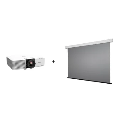 Pachet proiectie Home Cinema cu Videoproiector wireless Epson L530U si Ecran electric gri EliteScreens DWN110XHD3-E12