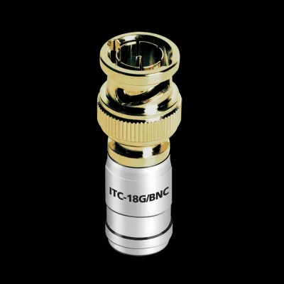 Mufa BNC pentru cablu coaxial Audioquest ITC-18G/BNC, Gold, cod 68-011-53