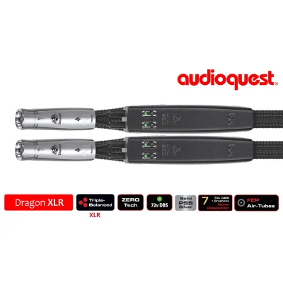Cablu audio 2XLR - 2XLR  AudioQuest DRAGON, 1m, Level 7 noise Dissipation with Graphene, Solid PSS+, DBS X