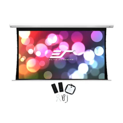 Ecran proiectie electric profesional, perete/tavan, 222 x 125 cm, Tensionat, EliteScreens Saker SKT100XHW-E12, 16:9