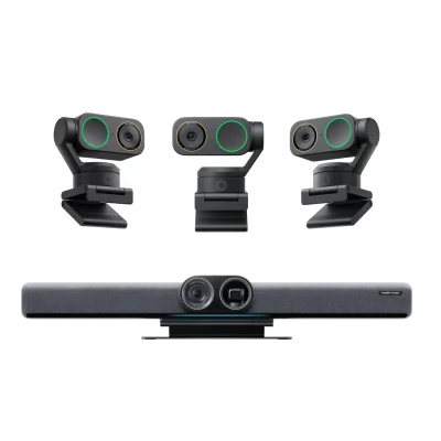 Pachet videoconferință Insta360 Connect + 3x Link 2 negru – 4K AI, pentru săli medii și mari de conferință