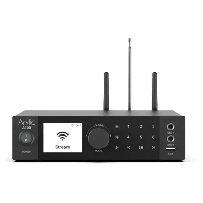 Streamer cu amplificare 2x100W RAKOIT A100, 24bit / 192kHz, Bluetooth, Airplay 2, Karaoke