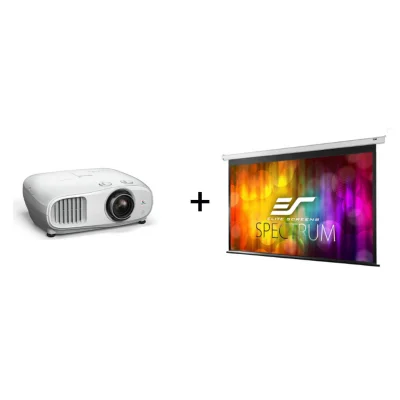 Pachet proiectie Home Cinema cu Videoproiector EPSON EH-TW7000, 4K PRO si Ecran electric EliteScreens ELECTRIC110XH